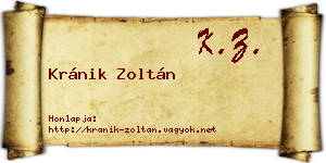 Kránik Zoltán névjegykártya