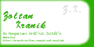 zoltan kranik business card